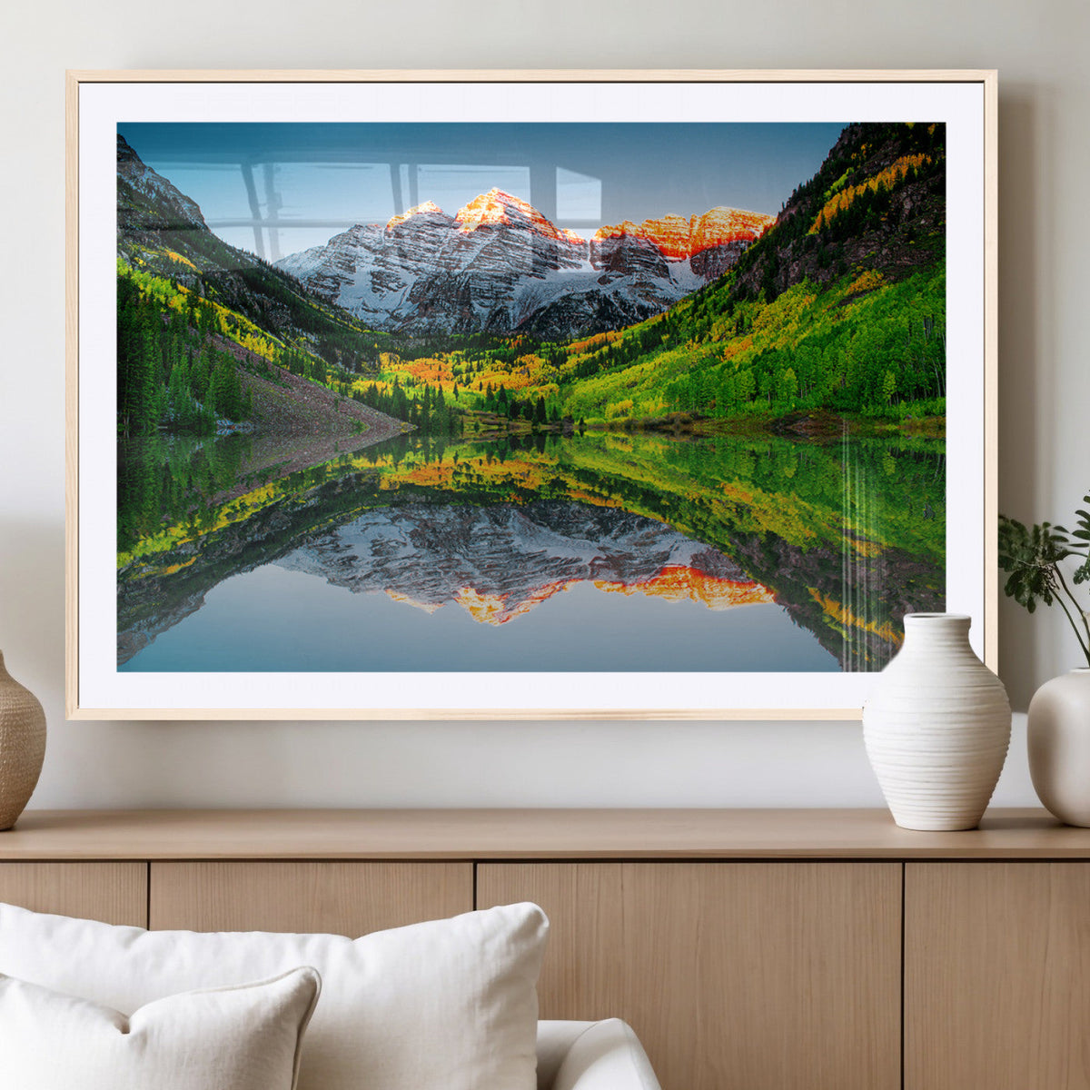 Maroon Bells Lake Wall Art Canvas Print – Framed Majestic