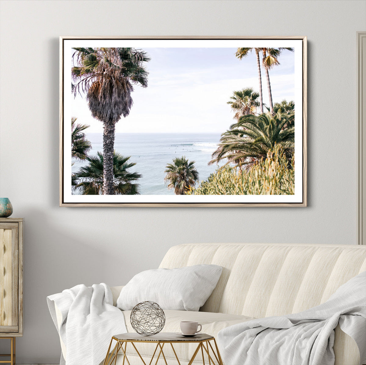 Coastal Palm Trees Wall Art Canvas Print – Framed Ocean