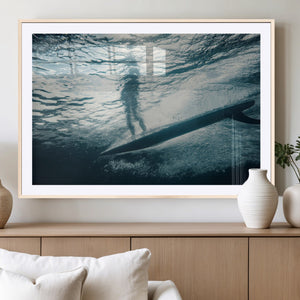 Underwater Surf Wall Art – Framed Ocean Wave Canvas Artwork,