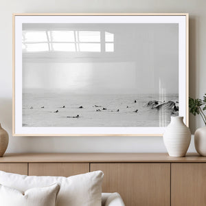 Monochrome Swimming Wall Art Canvas Print – Framed Ocean