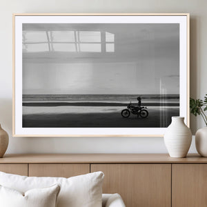 Motorcycle Beach Wall Art Canvas Print – Framed Vintage