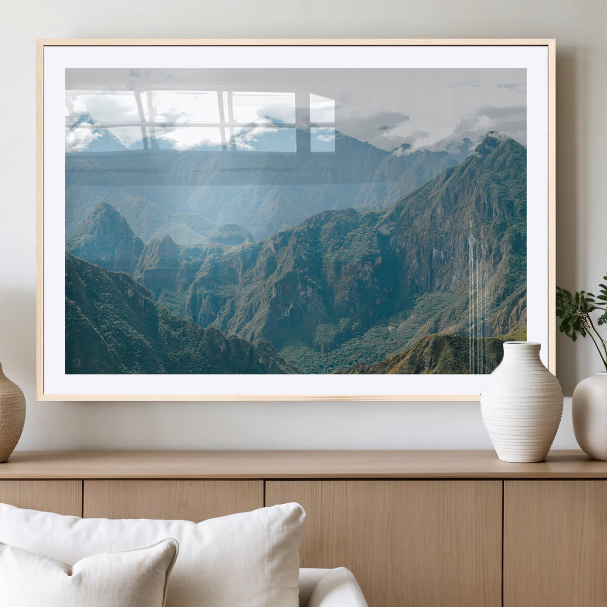 Misty Mountain Wall Art Canvas Print – Framed Cloudy Andean
