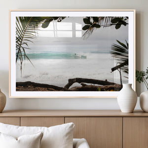 Tropical Surf Wall Art Canvas Print – Framed Palm Tree View