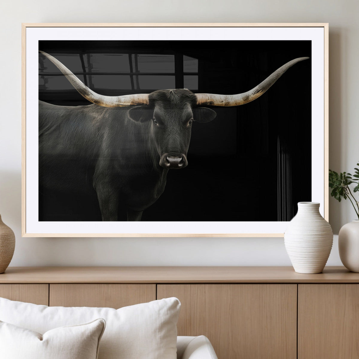Longhorn Cattle Wall Art Canvas Print – Framed Texas Ranch