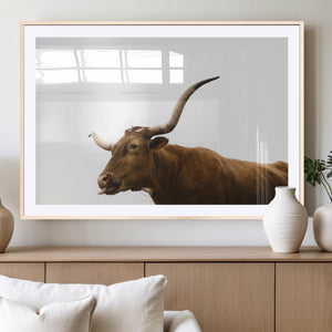 Longhorn Cow Wall Art Canvas Print – Framed Rustic Animal