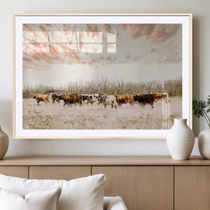 Cow Herd Wall Art Canvas Print – Framed Farmhouse Cattle