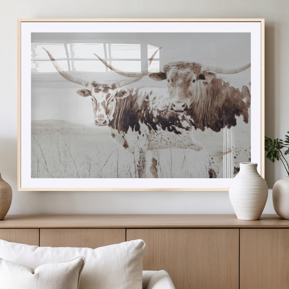 Longhorn Wall Art Canvas Print – Framed Western Cow Canvas