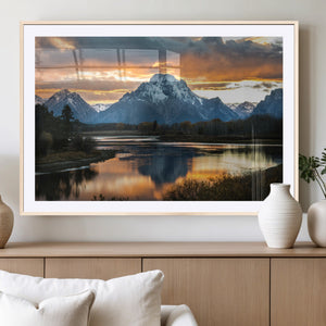 Mountain Sunset Wall Art Canvas Print – Framed Alpine