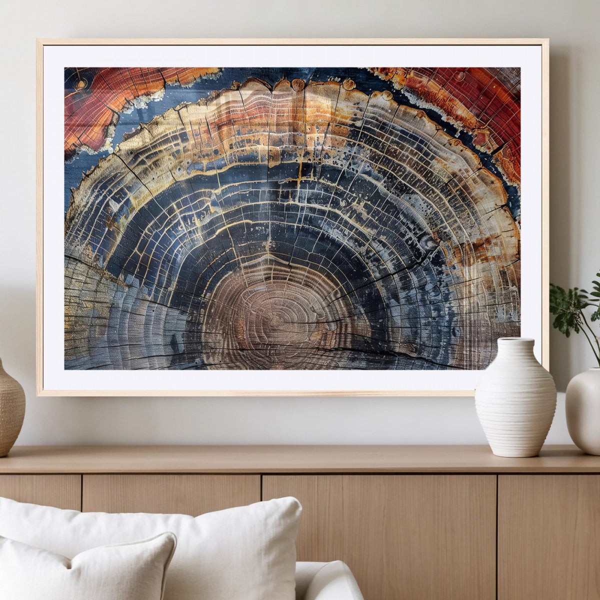 Tree Rings Wall Art Canvas Print – Framed Wood Art Picture