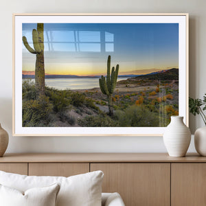 Saguaro Cactus Wall Art Canvas Print – Framed Desert Sunset