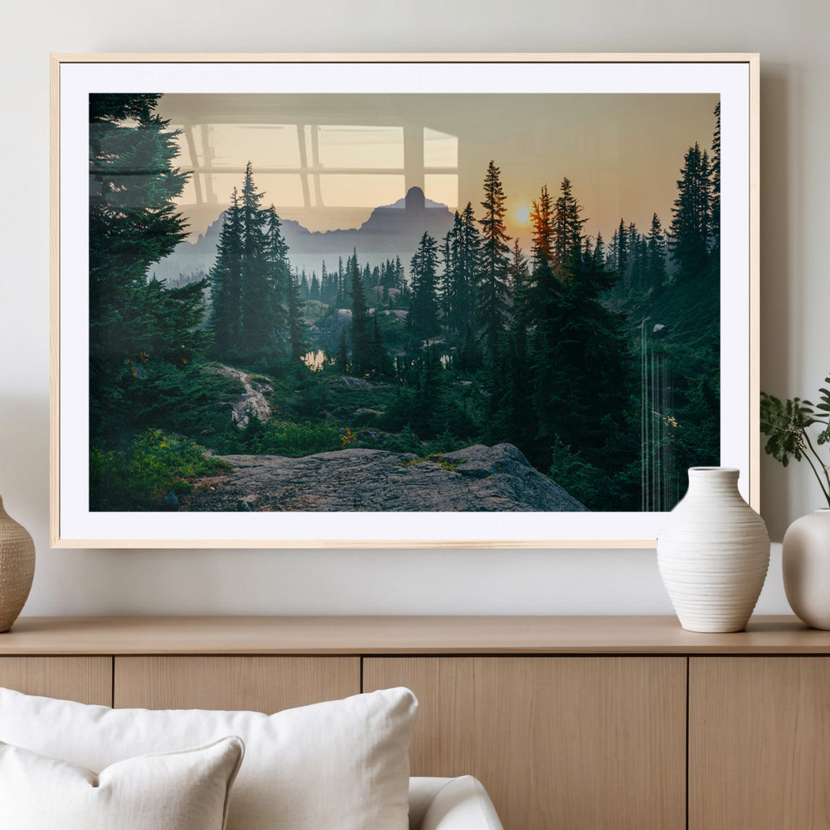 Mountain Landscape Wall Art Canvas Print – Framed Forest