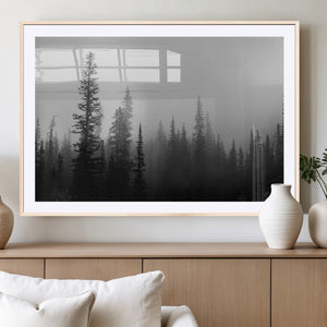 Misty Pines Wall Art Canvas Print – Framed Woodland