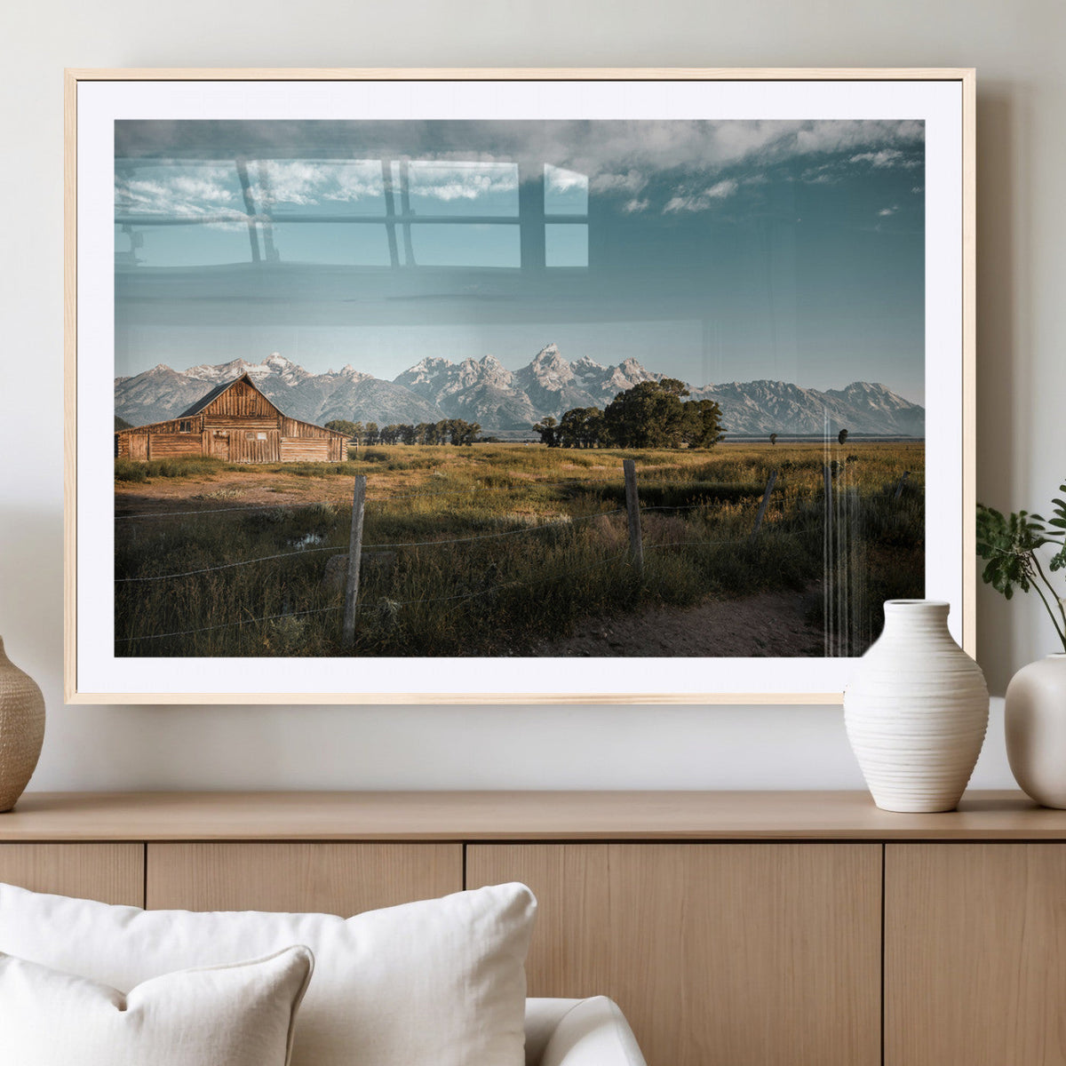 Rustic Farmhouse Wall Art Canvas Print – Framed Mountain