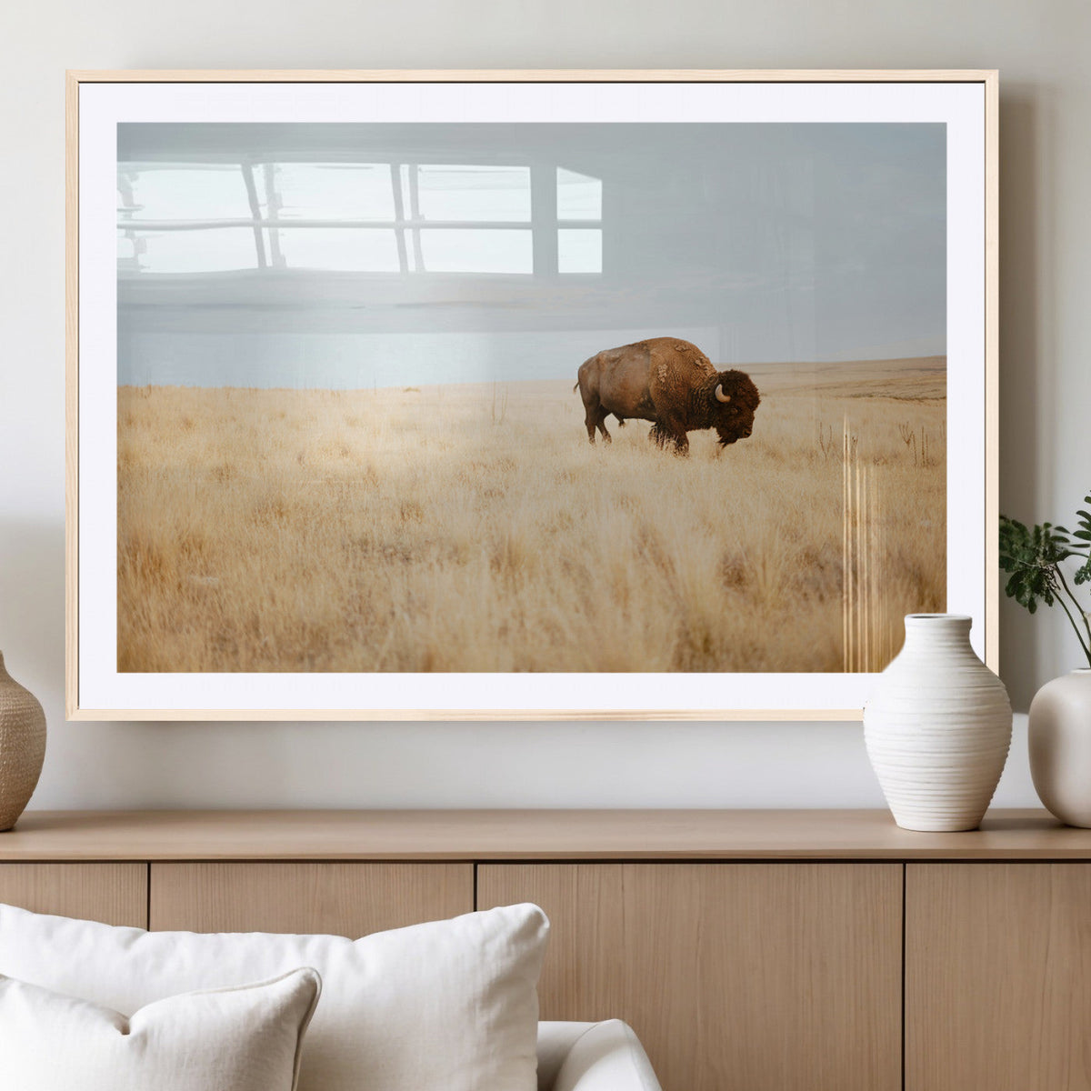 Buffalo Wall Art Canvas Print – Framed Western Wildlife