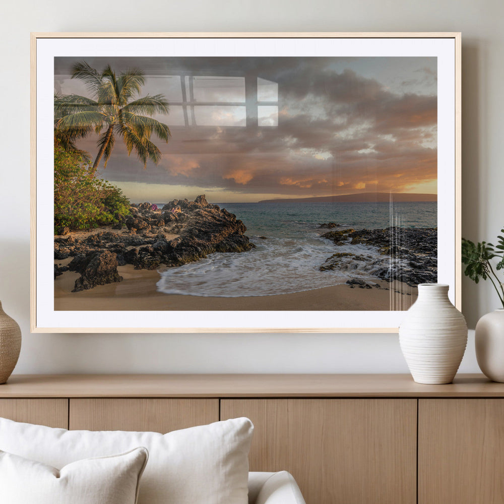 Tropical Beach Wall Art Canvas Print, Vibrant Hawaiian