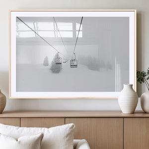 Ski Lift Wall Art Canvas Print – Snowy Alpine Landscape