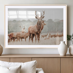 Rustic Nature Wall Art Canvas Print – Stag Woodland Framed