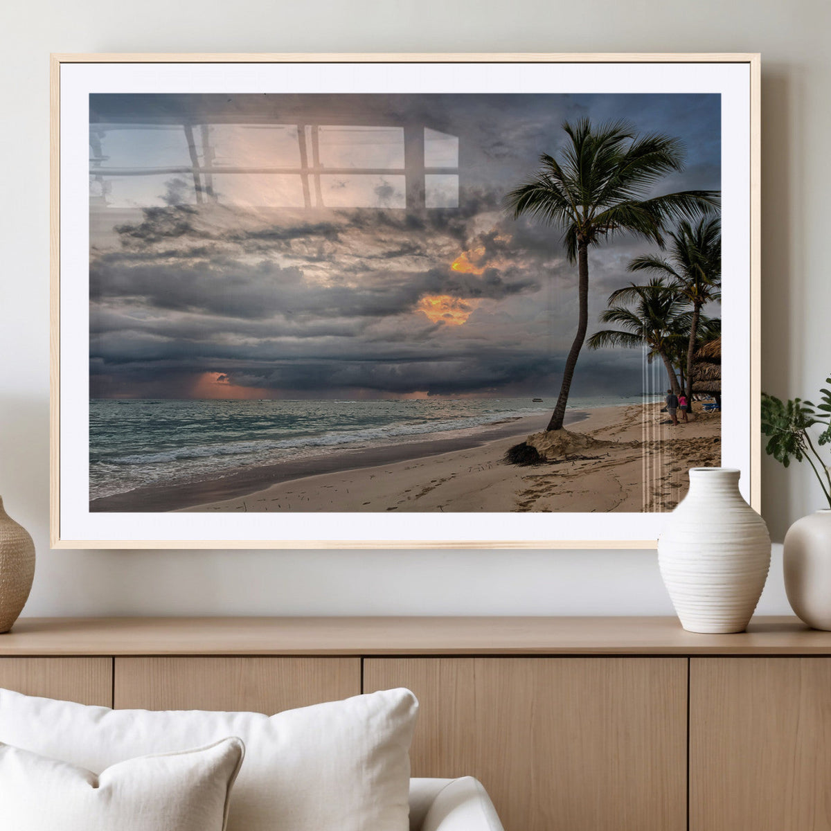 Tropical Storm Wall Art Canvas Print – Framed Moody Beach