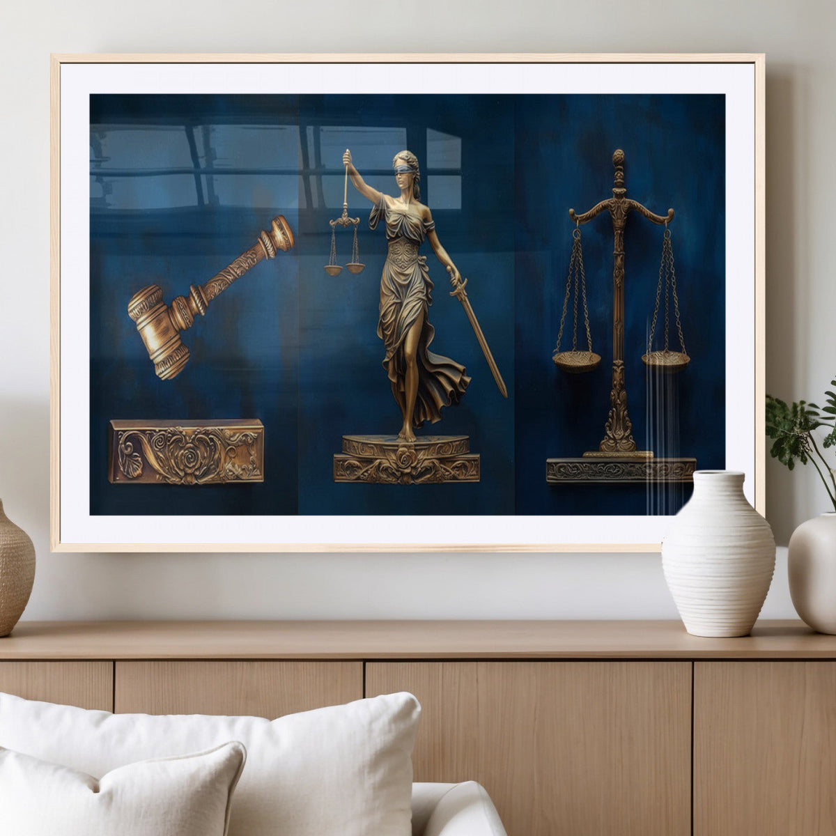 Lady Justice Wall Art Canvas Print – Elegant Gold Legal