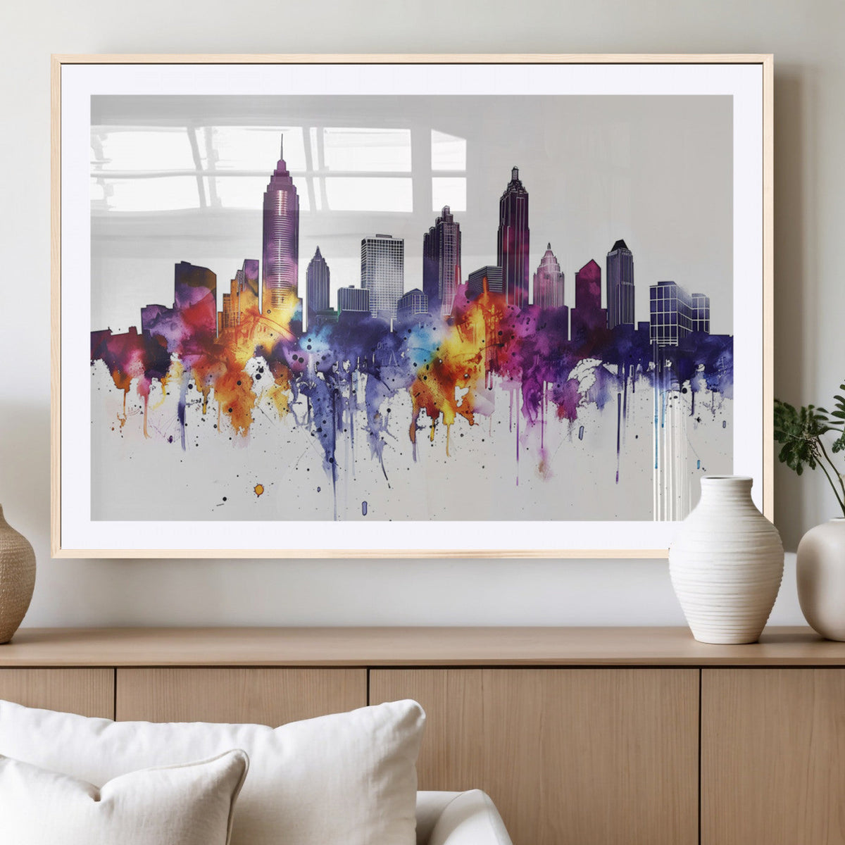Atlanta Skyline Wall Art Canvas Print – Framed Colorful