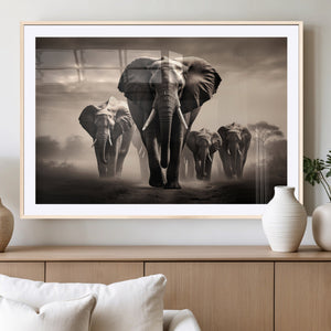 Elephant Family Wall Art Canvas Print, Framed Elephant Wall