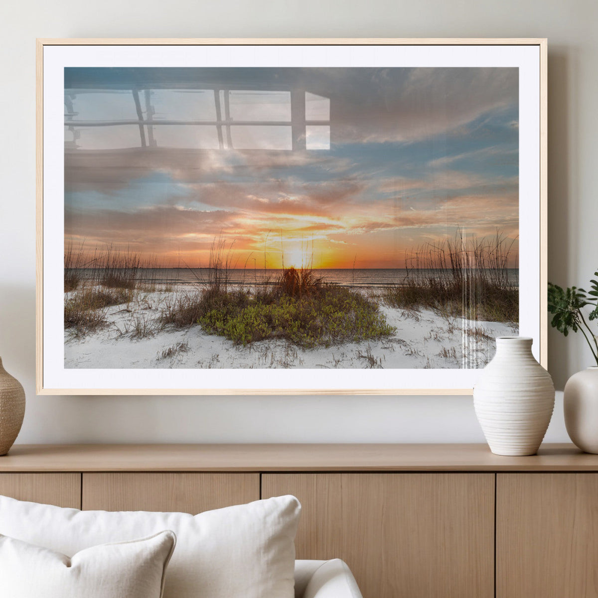 Sunset Beach Wall Art Print – Coastal Canvas Ocean Landscape