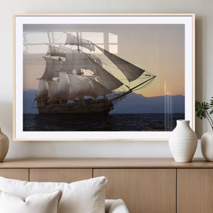Majestic Sailing Ship Wall Art Canvas Print, Sunset Ocean
