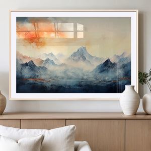 Warm Clouds Abstract Mountain Wall Art Canvas Print