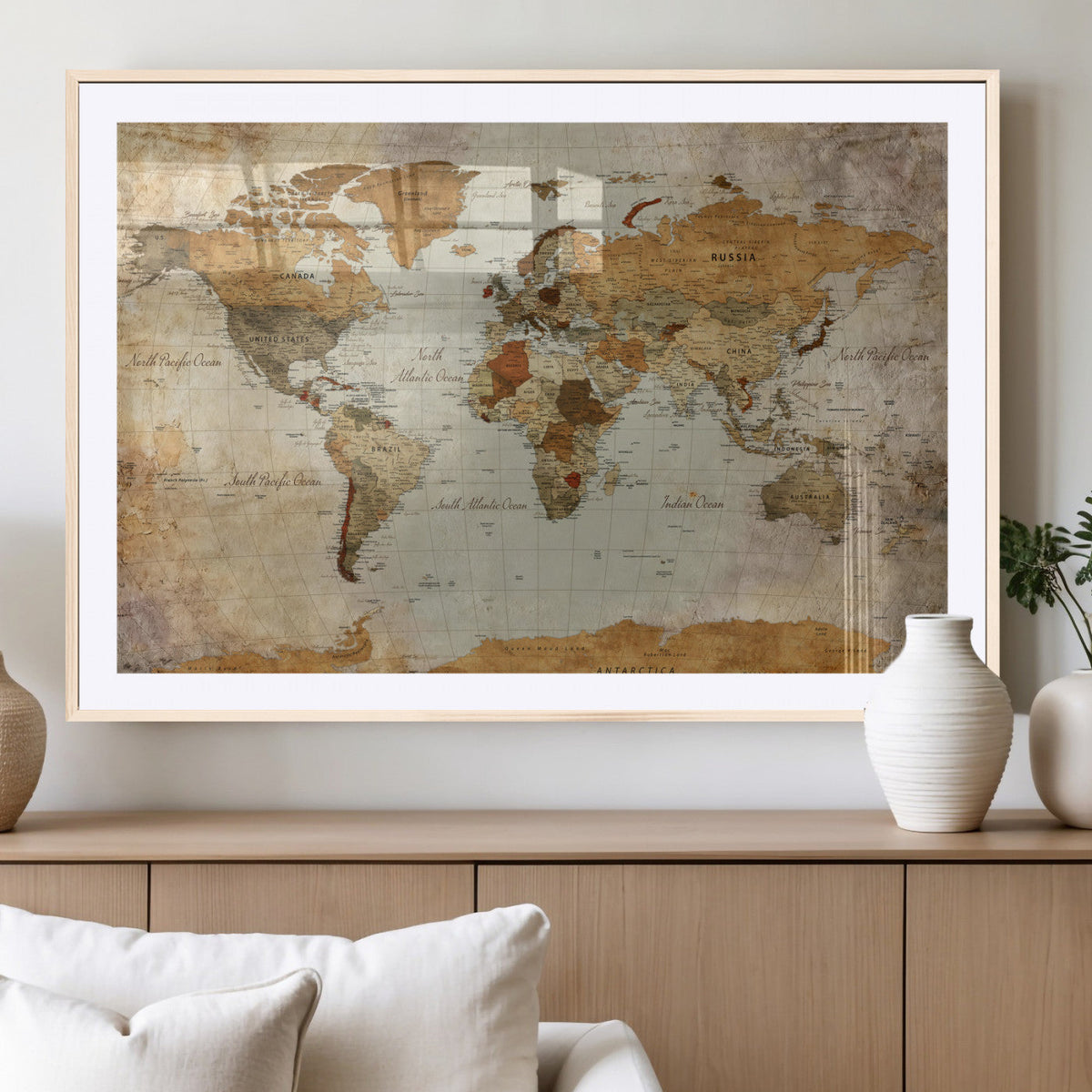World Map Canvas Print – Detailed Map of the World Wall Art