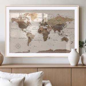 World Map Canvas Print – Framed Detailed Map of the World