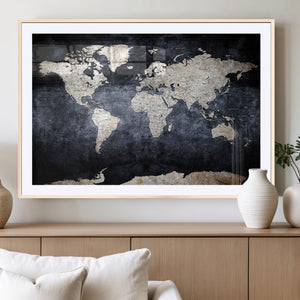 Vintage World Map Canvas Wall Art – Antique Triptych Map