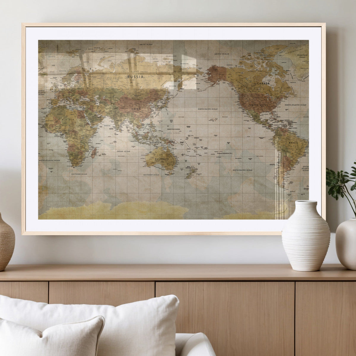 World Map Canvas Print – Detailed Map of the World Wall Art