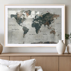 World Map Canvas Print – Framed Travel Map Wall Art for