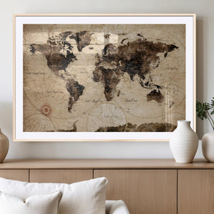 World Map Wall Art Canvas Print