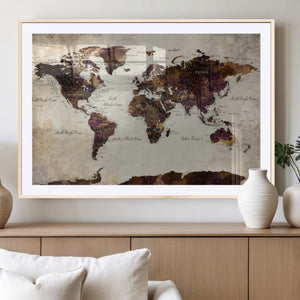 World Map Canvas Triptych – Colorful Global Wall Art for