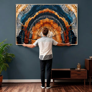 Abstract Wood Grain Canvas Print, Tree Ring Pattern Wall