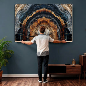 Abstract Wood Grain Canvas Print, Tree Ring Pattern Wall