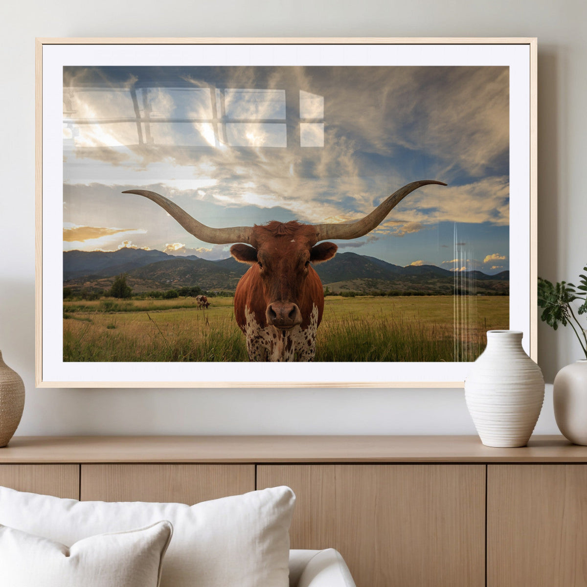 Texas Longhorn Canvas Wall Art – Majestic Triptych Animal