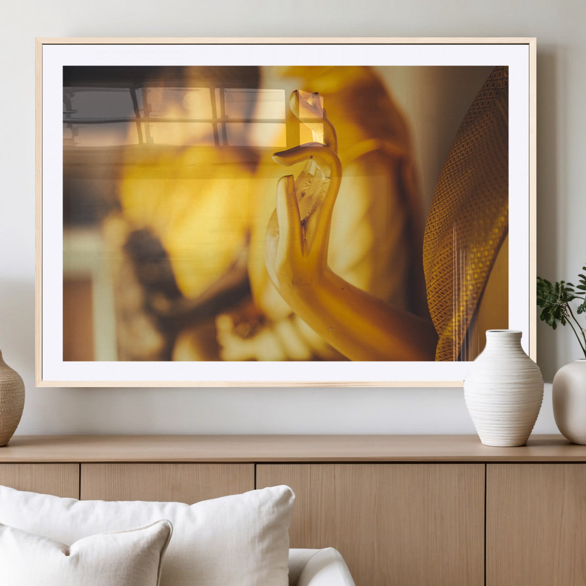 Gold Buddha Statue Hands Wall Art Canvas Print