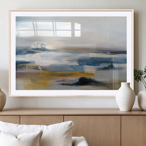Abstract Landscape Wall Art Canvas | 3 Panel Modern Blue,