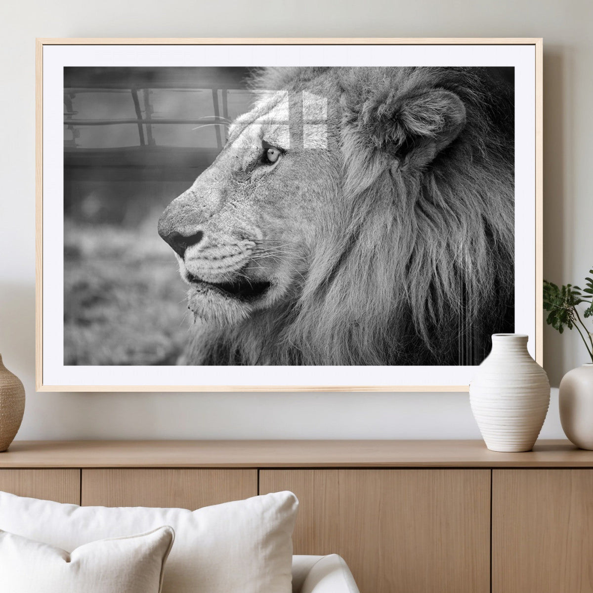 Lion Wall Art Canvas Print – Framed Majestic Wildlife