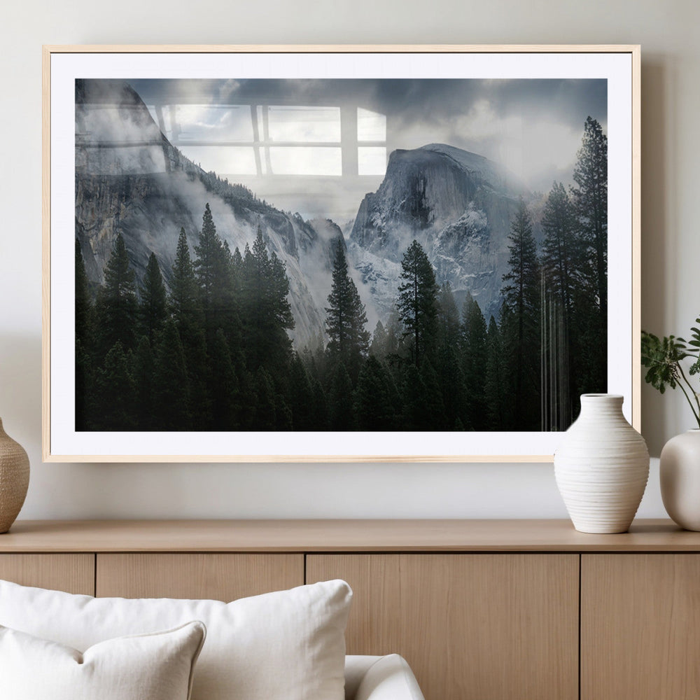 Yosemite National Park El Capitan Foggy Mountain Wall Art |