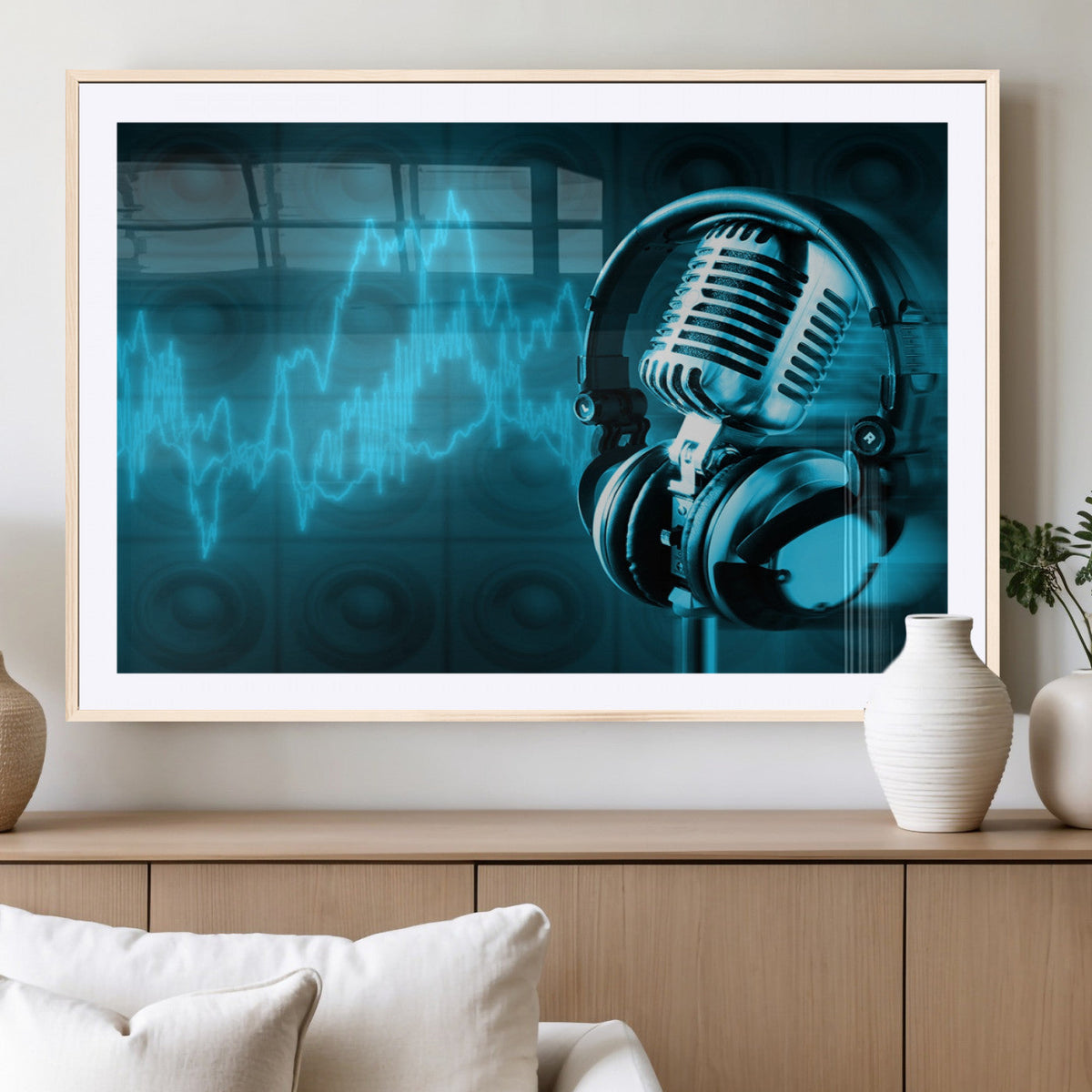 Music and Microphone Wall Art Canvas Print