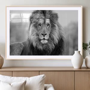 Black and White Lion Canvas Wall Art – Animal Print Artwork