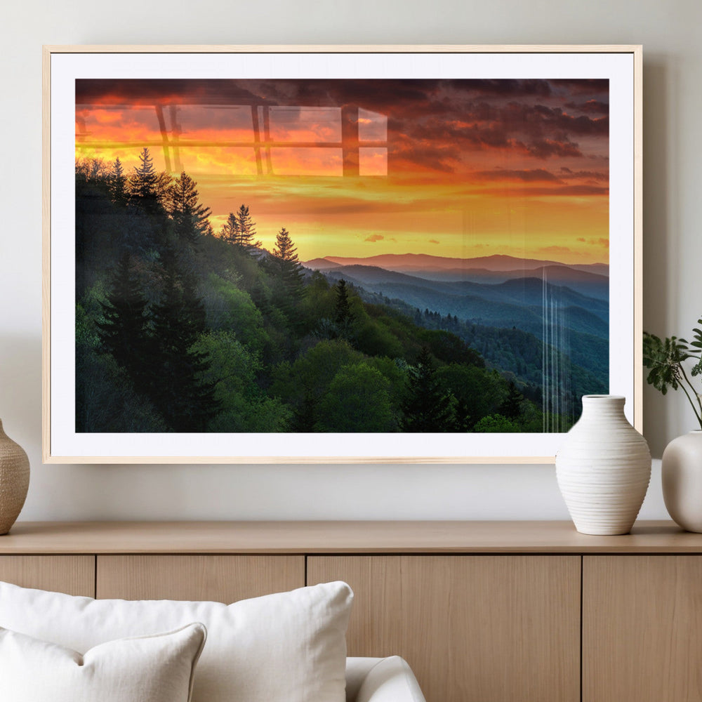 Forest Landscape Wall Art Sunset Canvas, Forest Sunset