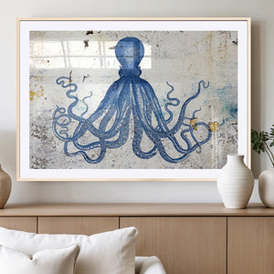 Octopus Canvas Wall Art | Coastal Marine Life Artwork for