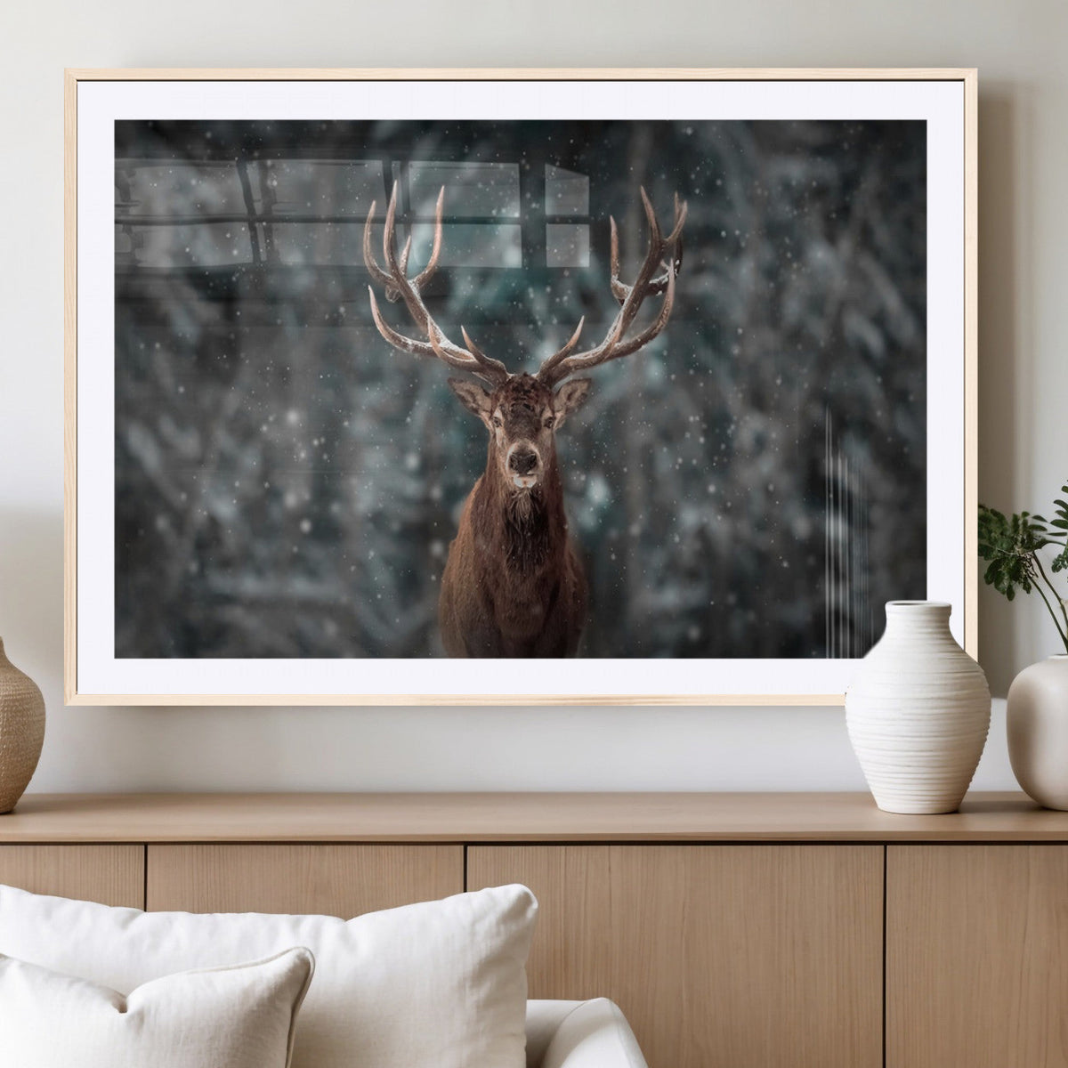 Wall Art Deer Art Animal Canvas, Framed Wall Art Deer Canvas