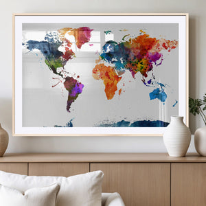 World Map Canvas Print – Detailed Map of the World Wall Art