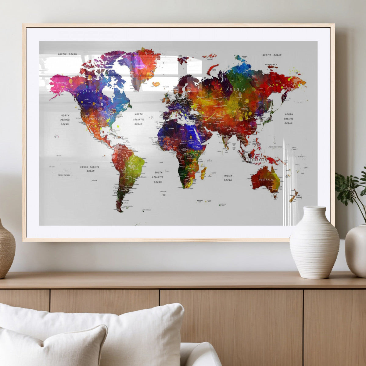 World Map Canvas Print – Detailed Map of the World Wall Art
