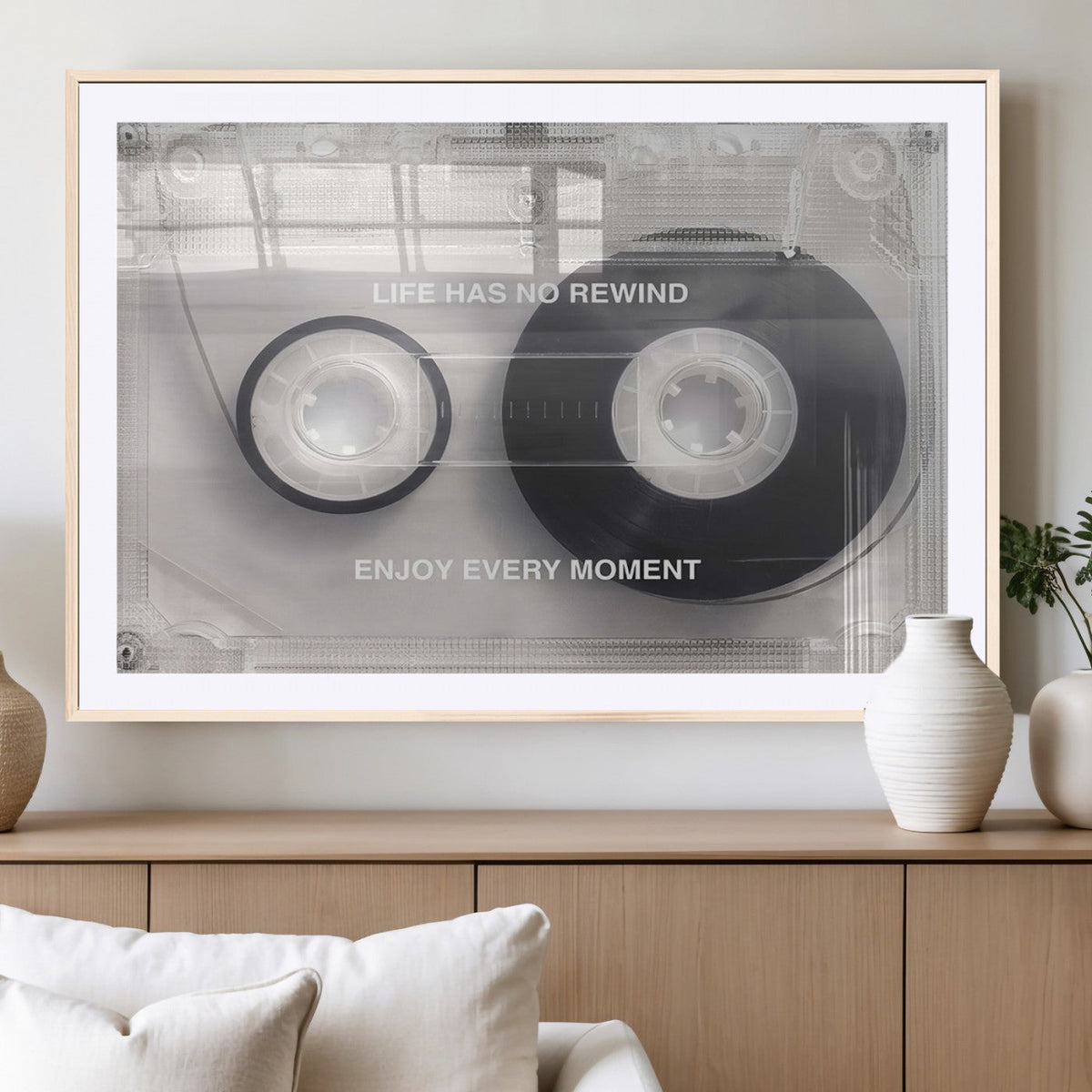 Vintage Cassette Tape Canvas Wall Art - Inspirational 'Life